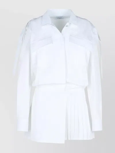 OFF-WHITE 'COTTON DRESS WITH PLEATED SKIRT AND CHEST POCKETS'