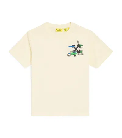 Off-white Kids' Cotton Graffiti Print T-shirt In Yellow