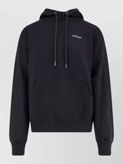 Off-white Cotton Hooded Sweatshirt Graphic Print In Black