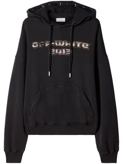 Off-white Cotton Hoodie In Black