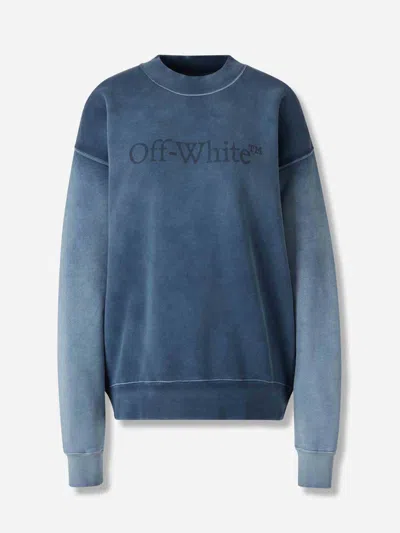 Off-white Cotton Hoodie In Blue