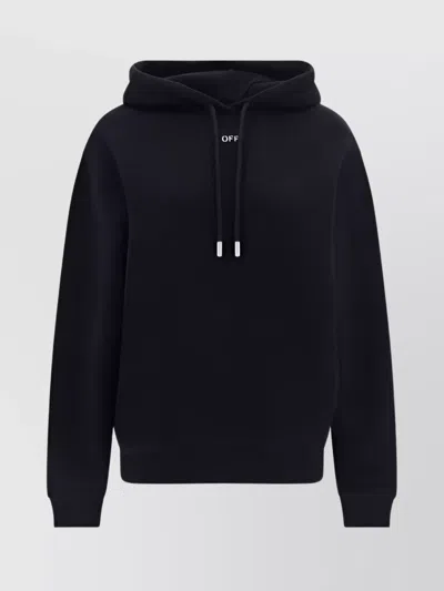 Off-white Cotton Hoodie Graphic Print In Black