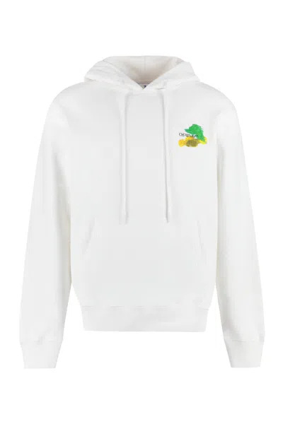 Off-white Cotton Hoodie In White