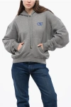 Off-white Cotton Hoodie With Contrast Embroidery