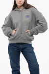 Off-white Cotton Hoodie With Contrast Embroidery In Grey
