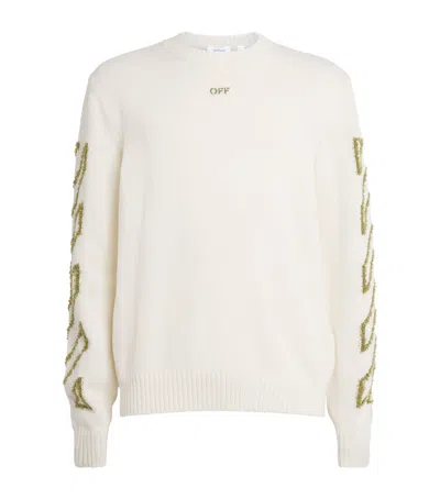 Off-white Cotton Jacquard Diagonal Arrow Sweater In Neutral