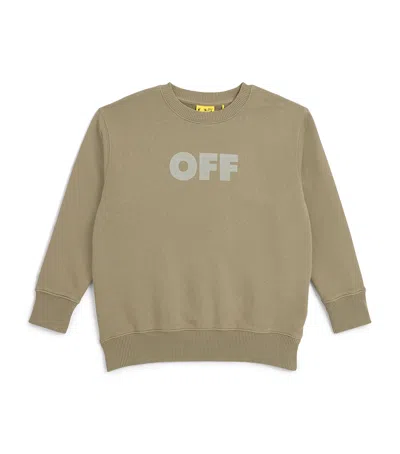 Off-white Garment Dyed Crewneck Sweatshirt Kids In Green