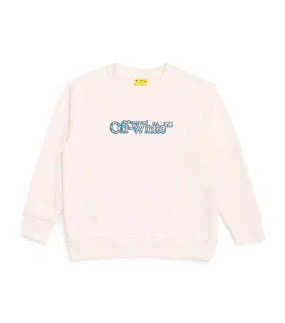 Off-white Kids' Cotton Metallic Logo Sweatshirt In White