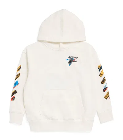 Off-white Kids' Cotton Paint Arrow Hoodie In White