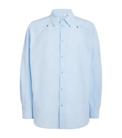 Off-white Cotton Poplin Embroidered Shirt In Blue