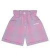 Off-white Cotton Seersucker Paperbag Shorts In Violet White