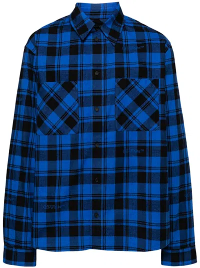 Off-white Checked Long-sleeved Shirt In Darkblue