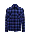 Off-white Cotton Shirt With Check Motif In Blue