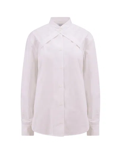 OFF-WHITE COTTON SHIRT WITH STRAPS AND METAL BUCKLE