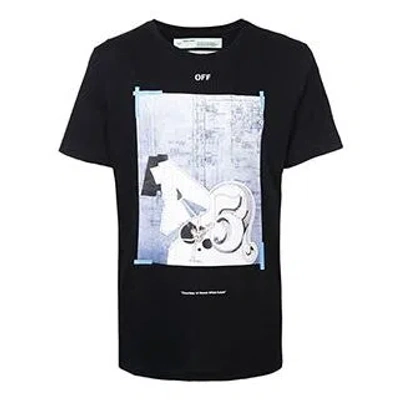 Off-white Cotton Short Sleeve Mens Logo Normal Fit In Black