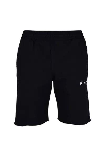 Off-white Cotton Shorts With Signature Logos And Functional Pockets In Black
