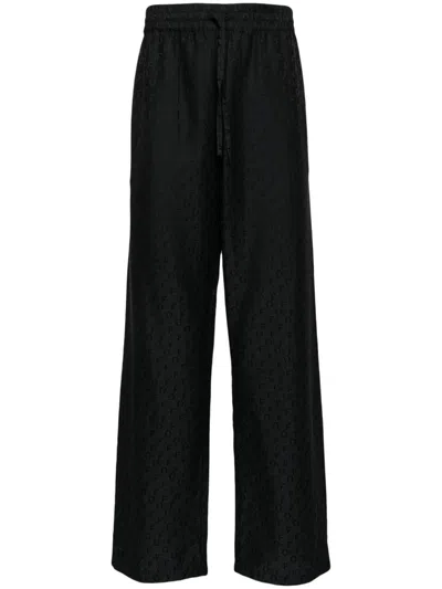 Off-white Cotton-silk Trouser In Black