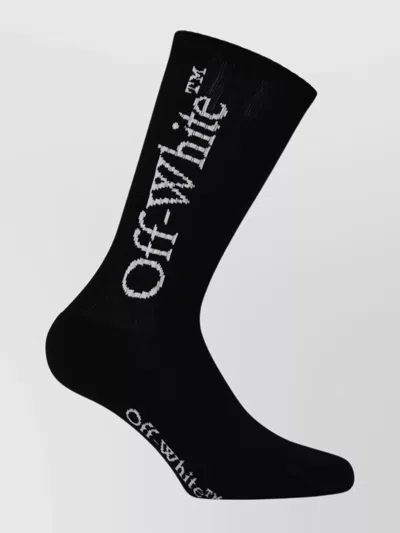 Off-white Cotton Socks Ribbed Cuffs Stretch Fit In Black