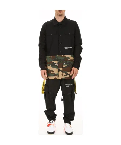 Off-white Cotton Splicing Jacket In Black