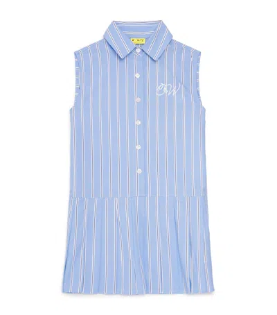 Off-white Kids' Cotton Stripe Arrows Dress In Blue