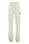 Off-white Cotton Sweatpants For Women With Velvet Print And Elastic Cuffs
