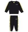 Off-white Black Tracksuit For Babykids With White Logo In Black Yellow