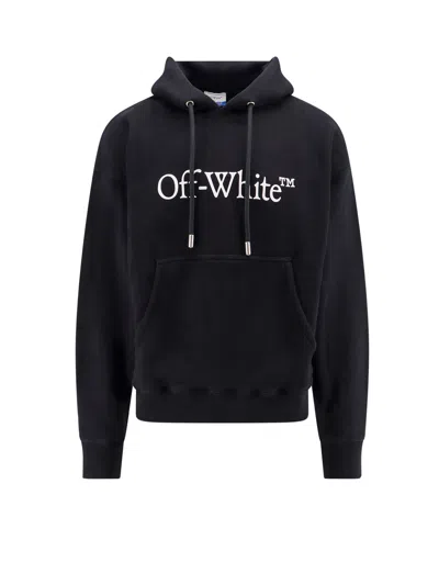 Off-white Cotton Sweatshirt Whit Frontal Logo Print In Black