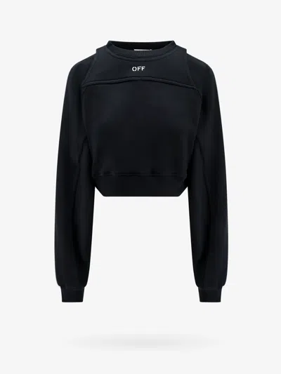 Off-white Cotton Sweatshirt With Frontal Logo