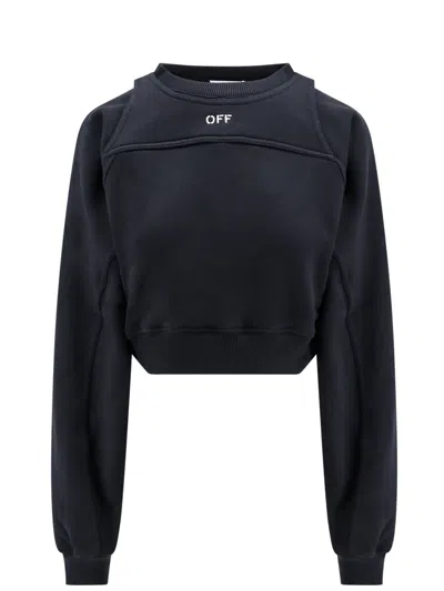 OFF-WHITE COTTON SWEATSHIRT WITH FRONTAL LOGO