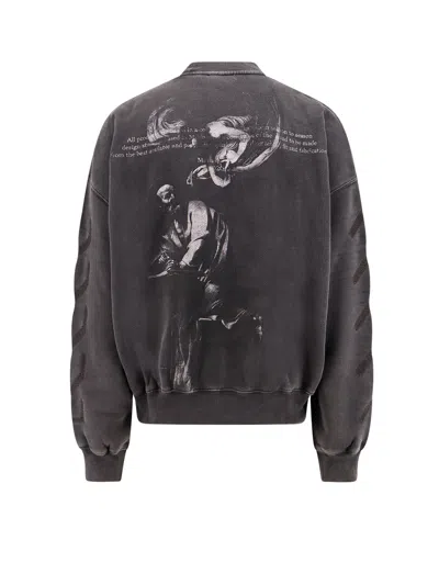 Off-white Cotton Sweatshirt With Frontal Off Logo In Grey