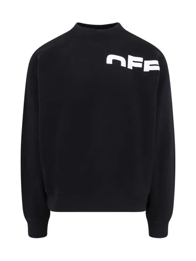 Off-white Mens Black White Regular-fit Branded Cotton-jersey Sweatshirt