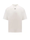 OFF-WHITE COTTON T-SHIRT WITH EMBROIDERED LOGO