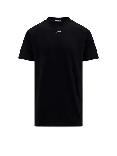 OFF-WHITE COTTON T-SHIRT WITH LOGO PRINT