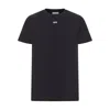 Off-white Short-sleeve Black T-shirt With Abstract Brushstroke Design In Black