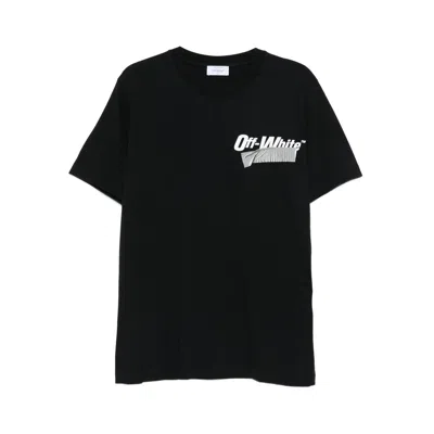 Off-white Off Whiteblack Crewneck T-shirt With Logo In Black