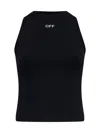 Off-white Cotton Tank Top With Logo<br/> In Black