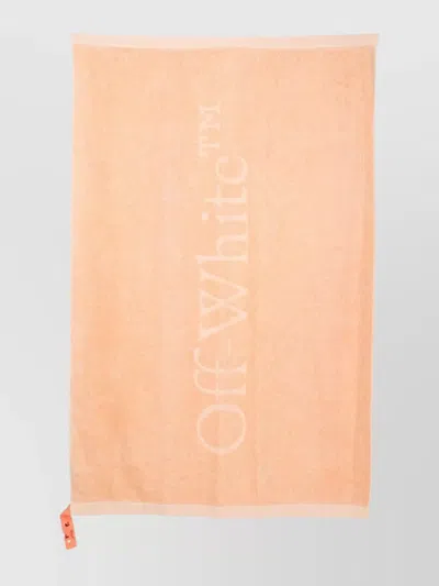 Off-white Cotton Towel For Shower In Orange