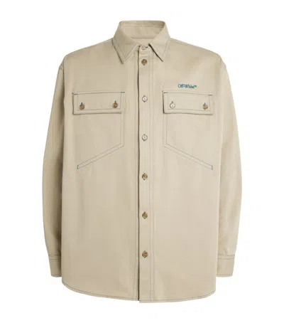 Off-white Stitch Cotgab Milit Overshirt In Beige