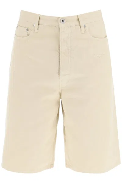 Off-white Cotton Utility Bermuda Shorts In Beige