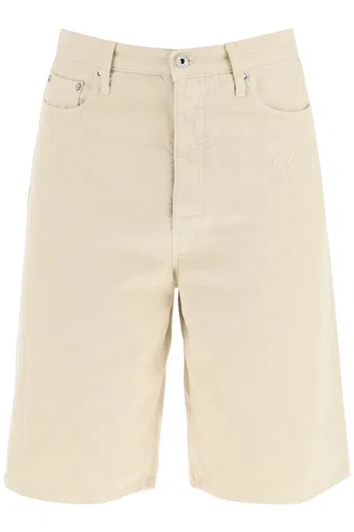 Off-white Cotton Utility Bermuda Shorts In New Beige (beige)