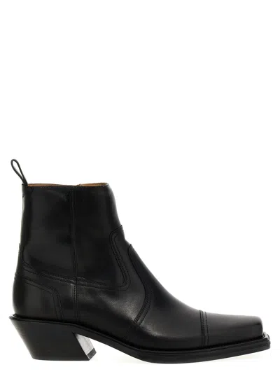Off-white Cowboy Cropped Ankle Boots In Black