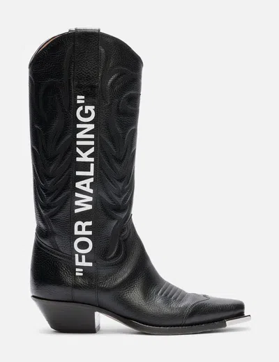 Off-white Cowboy Leather Boot In Black