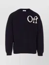 Off-white Cozy Knit Crewneck Sweater With Long Sleeves In Black