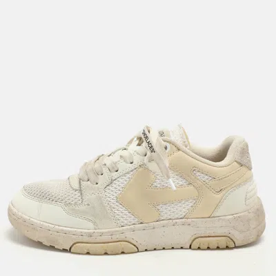 Pre-owned Off-white Cream Leather And Mesh Out Of Office Low Top Sneakers Size 38