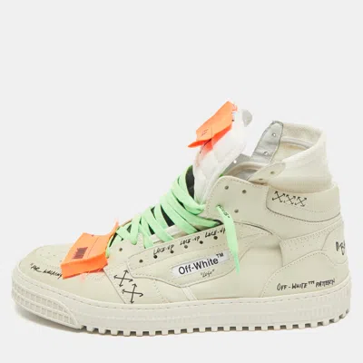 Pre-owned Off-white Cream Nubuck Leather Off-court 3.0 High Top Sneakers Size 45 In White