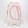 Off-white Cream/pink Over Sweater In Wool