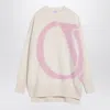 Off-white Cream/pink Over Sweater In Wool