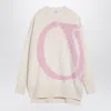 Off-white Cream/pink Over Sweater In Wool