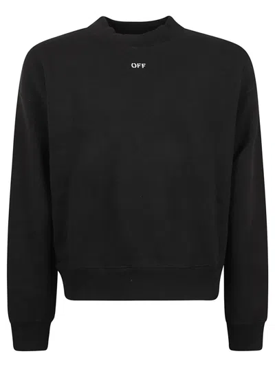 Off-white Crew Neck Cotton Sweatshirt In Black