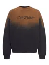 Off-white Crew Neck Cotton Sweatshirt With Degraded Effect In Multi